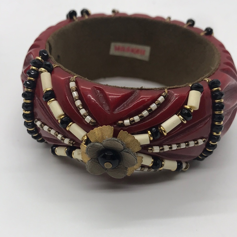 Miriam Haskell Carved Beaded Resin Bangle Lot of 4 - Picture 5 of 15